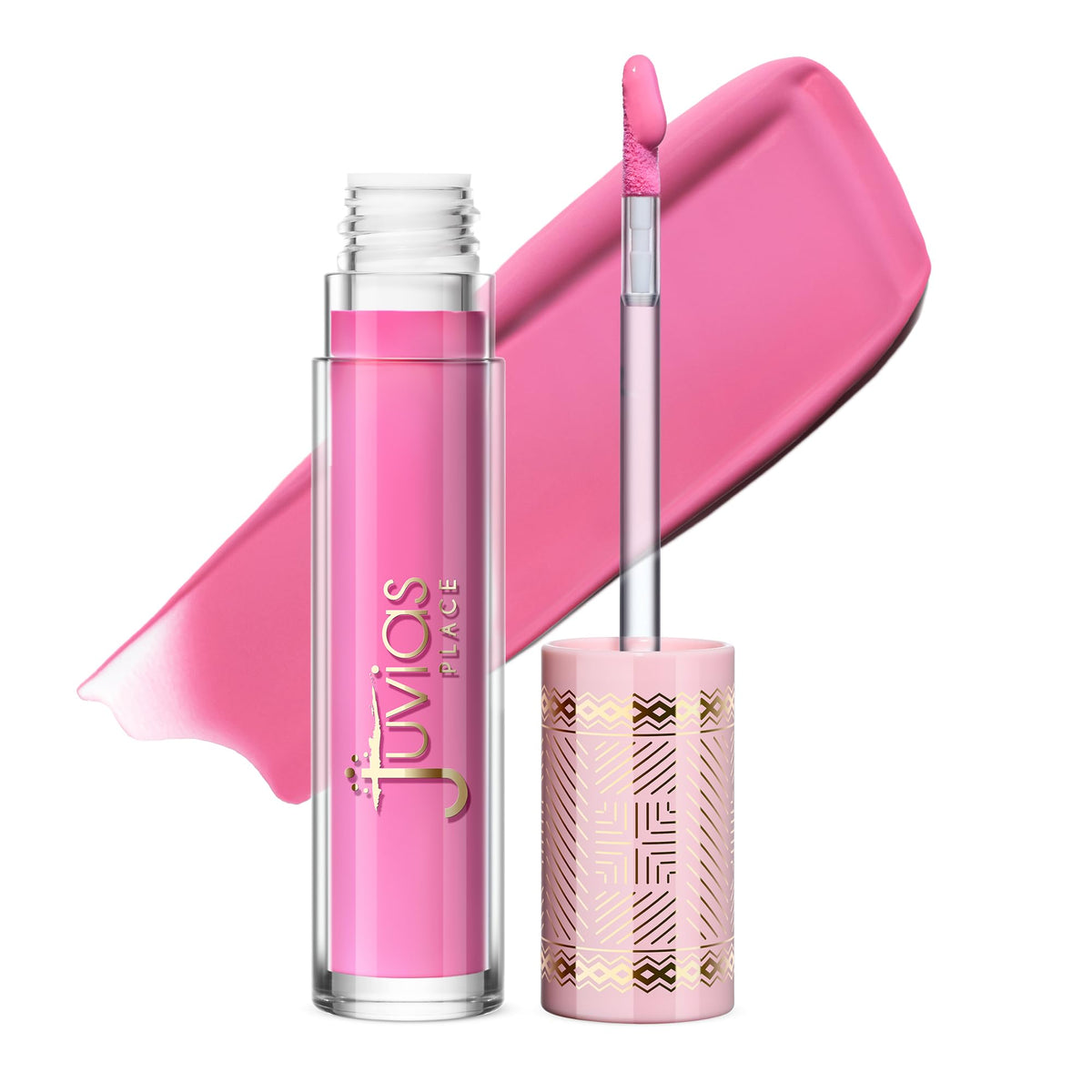 Juvia's Place Smoothie Lip Gloss Pink Velvet bottle with hydrating, high-shine finish.