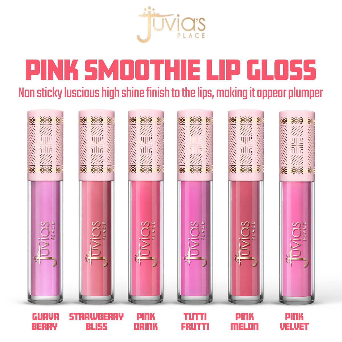 Swatch of Juvia's Place Smoothie Lip Gloss Pink Velvet showing pink mauve tones.