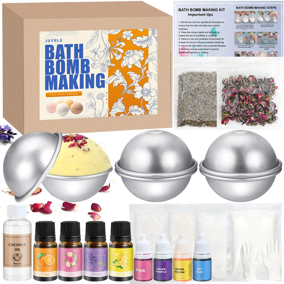 JUYRLE stainless steel bath bomb molds for durable, easy-release shaping