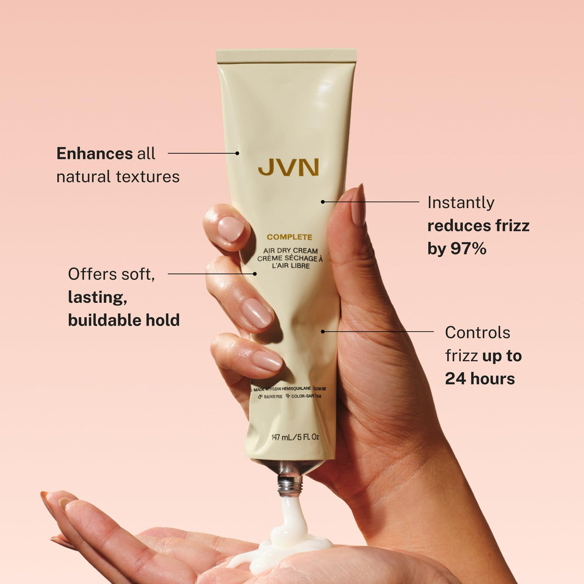 JVN Instant Recovery Serum bottle showing heat protection and shine