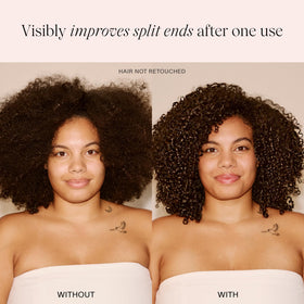 Damaged ends image highlighting reduced frizz potential with JVN shampoo