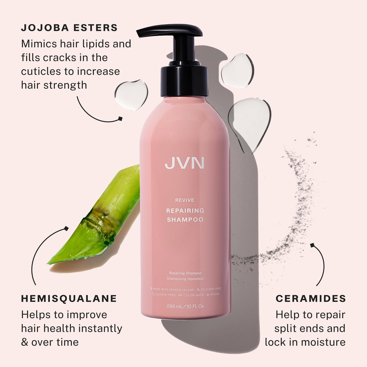 Creamy lather from JVN Revive Repairing Shampoo demonstrates gentle cleansing