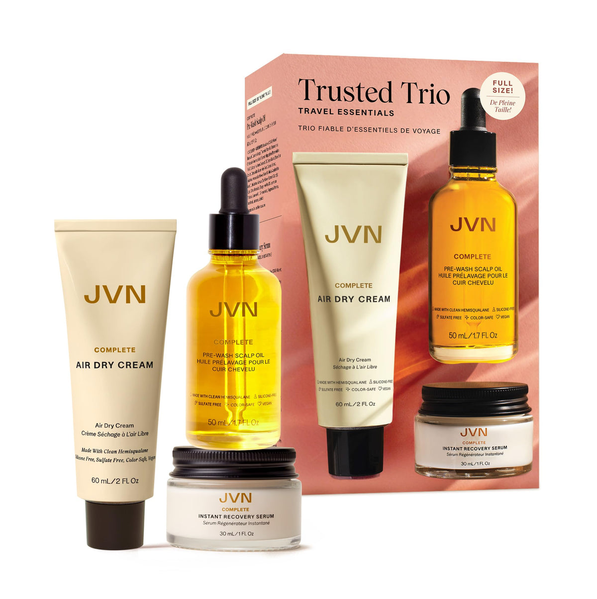 JVN Air Dry Cream bottle for no-heat styling and natural shine.