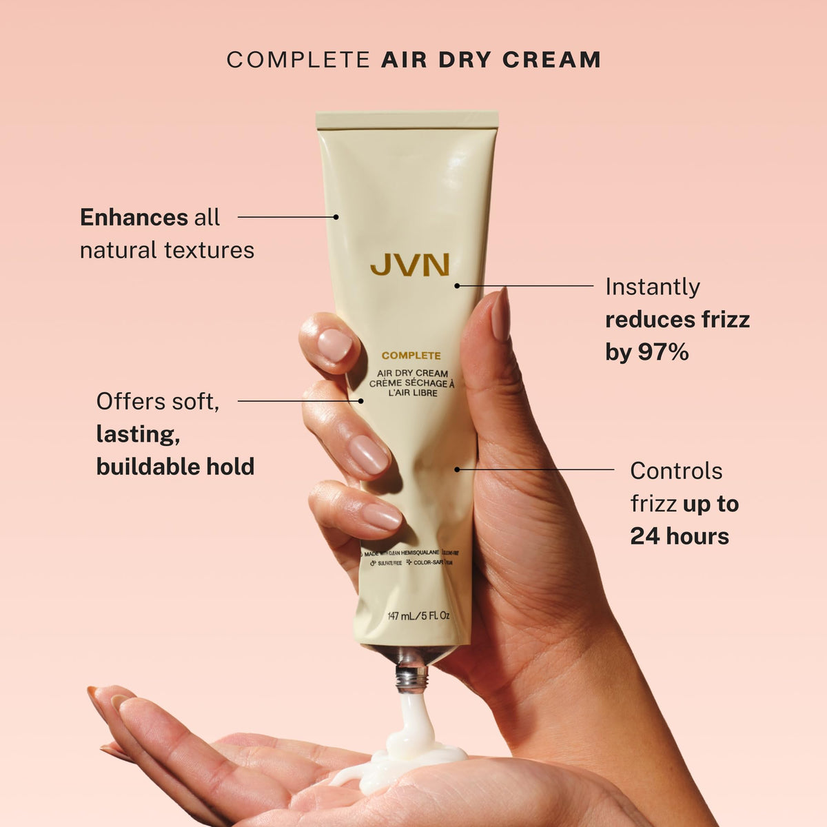 Close-up of JVN trusted trio packaging designed for travel.