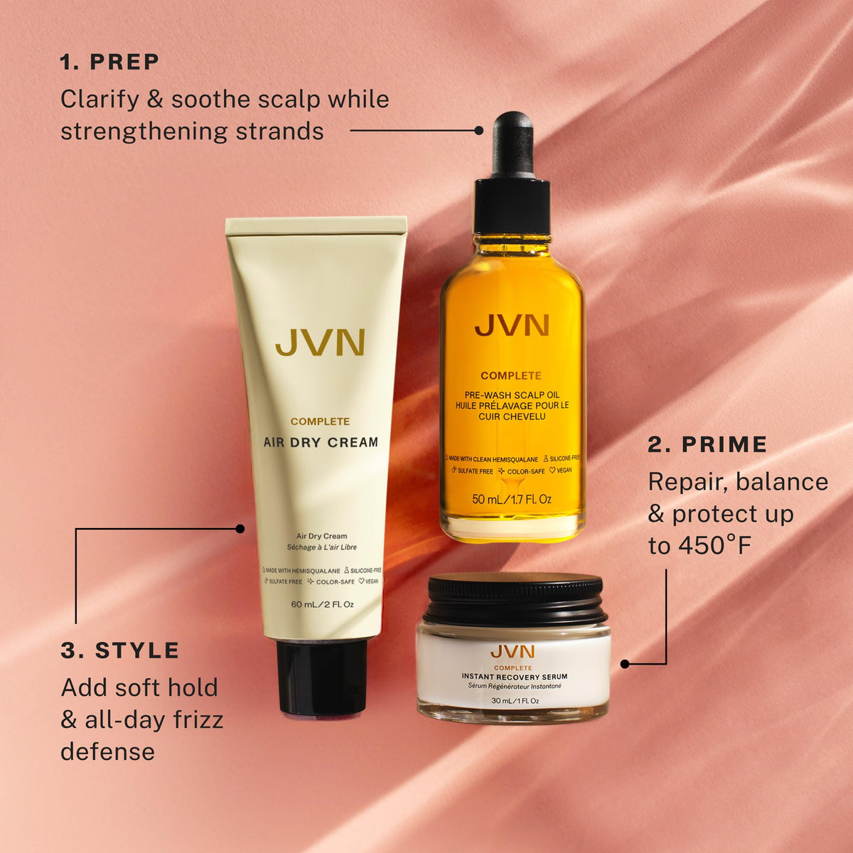 JVN Pre-Wash Scalp Oil bottle with rosemary and neem for scalp balance.
