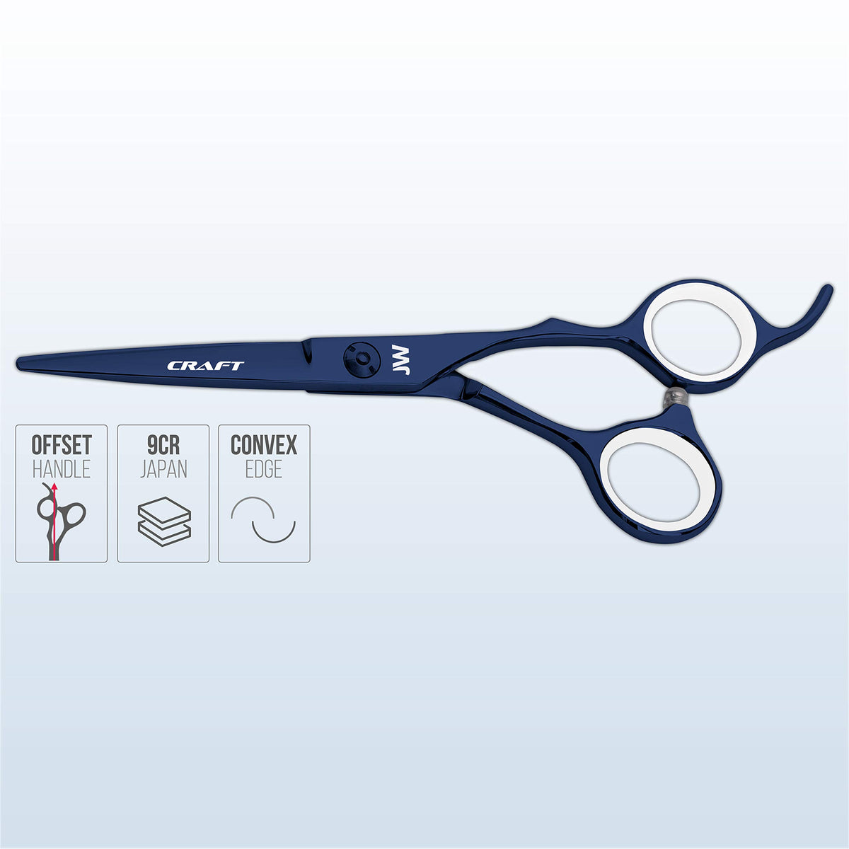 JW Shears CRX Series blue coating detail highlights durable, stylish finish.