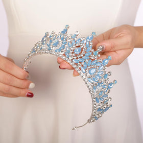 JWICOS lightweight blue tiara stays comfortable through celebrations.
