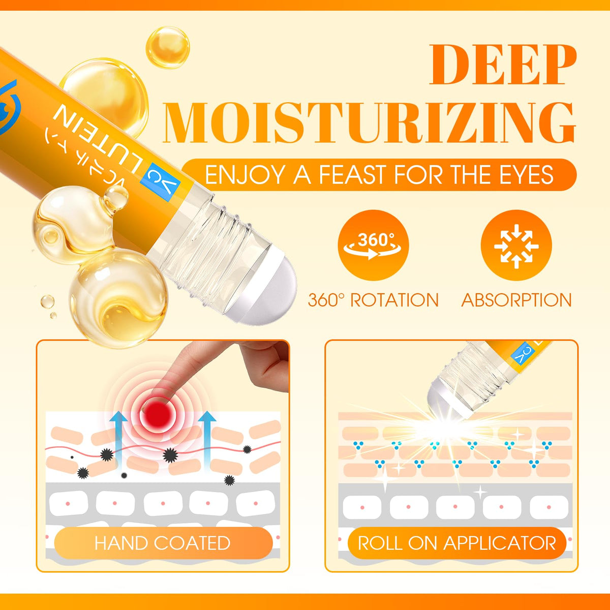 JXlspe eye essence oil applied around eyes to smooth texture.