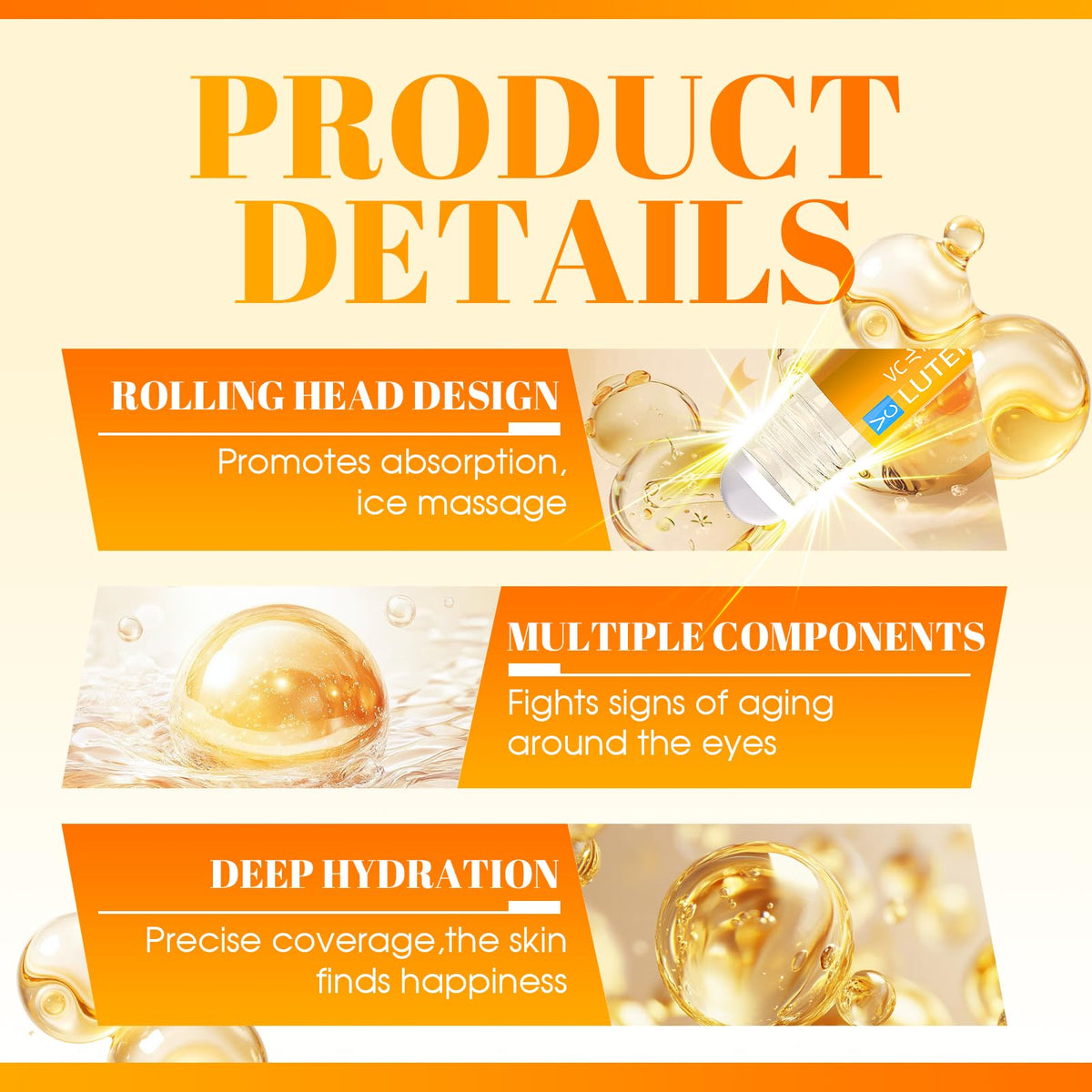 JXlspe lutein VC eye essence moisturizes for a refreshed look.
