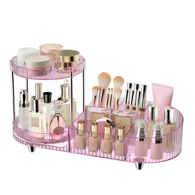 Jywantful 360 rotating vanity organizer in pinkish purple acrylic for easy access