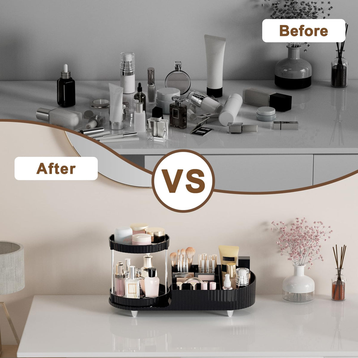 Jywantful modern desk vanity assembly adds stylish organization.