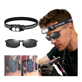 JZsmpmu Tattoo Work Light Headlamp delivers bright, focused illumination for precise tattooing.