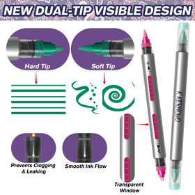 K KERNOWO transparent ink barrel shows color and ink level for uninterrupted creativity