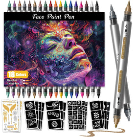 K KERNOWO dual-tip pen enables precise facial tattoos for detailed festival art