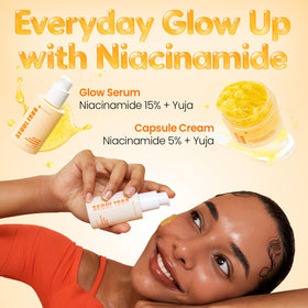 Niacinamide and vitamin C targeting dark spots and uneven tone visually.
