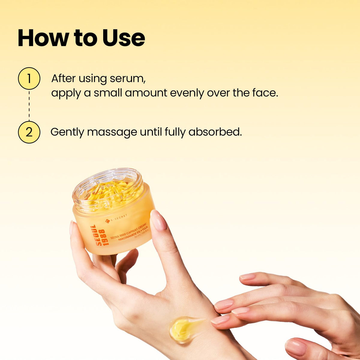 Morning routine scene showing a light, dewy finish from the cream.