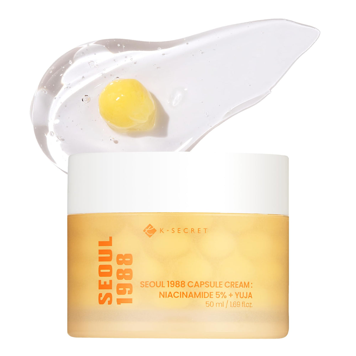 K-SECRET SEOUL 1988 Niacinamide Cream bottle provides convenient daily hydration.