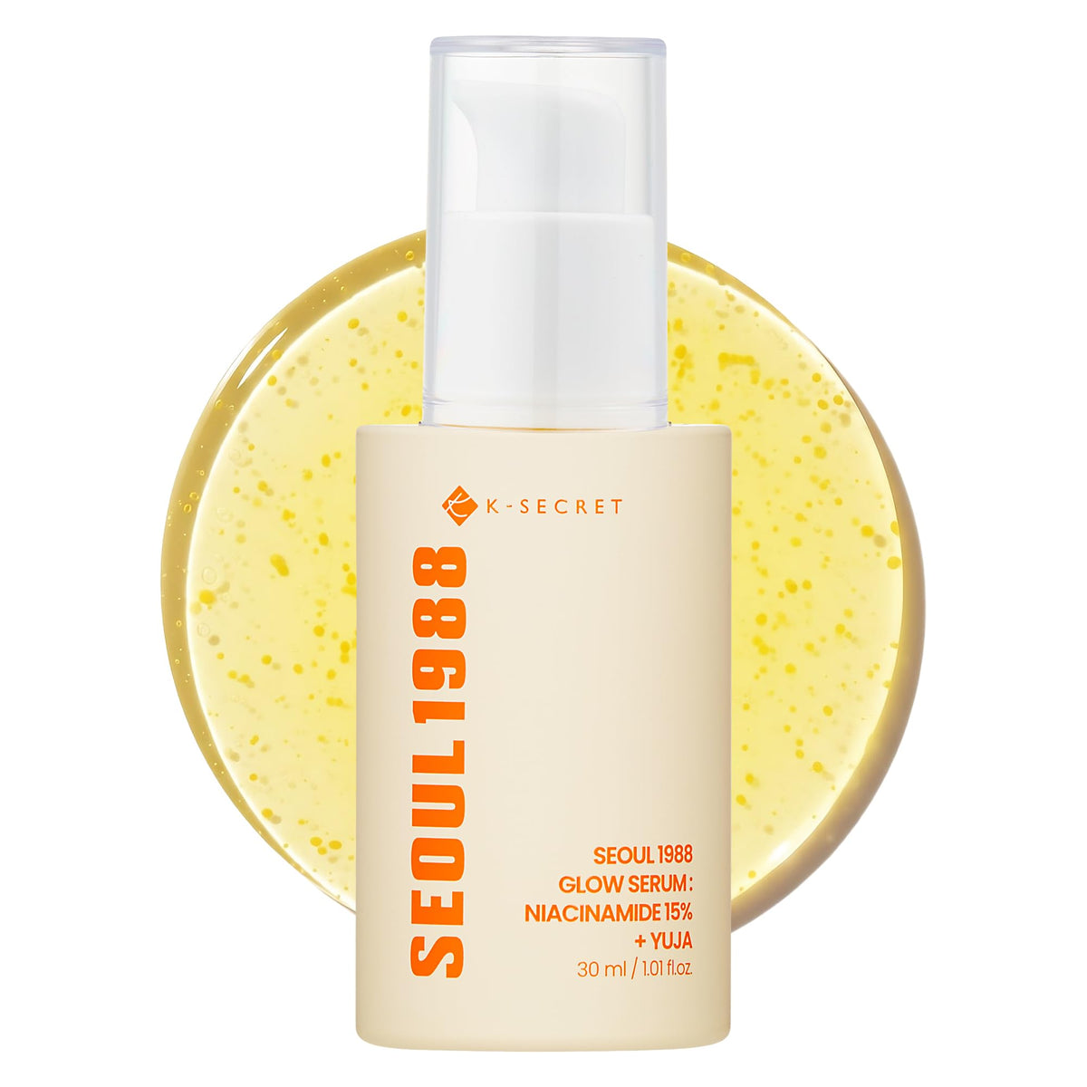 K-SECRET Seoul 1988 Niacinamide Glow Serum bottle with sleek packaging and hydration promise