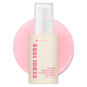 K-SECRET SEOUL 1988 serum bottle closeup showing premium packaging and hydration hint