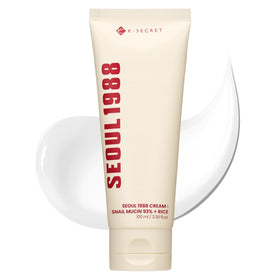 K-SECRET Seoul 1988 snail mucin cream bottle, showcasing concentrated hydration for smooth skin.