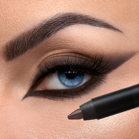 K7L brown eyeliner pencil demonstrates smooth application for precise lines.
