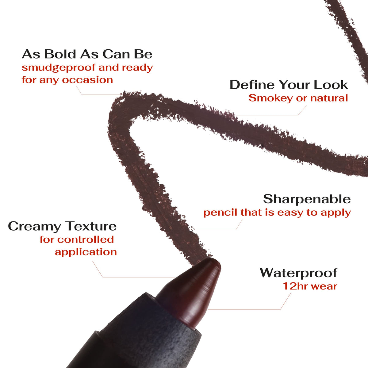 K7L brown eyeliner pencil creates a winged cat-eye with quick strokes.