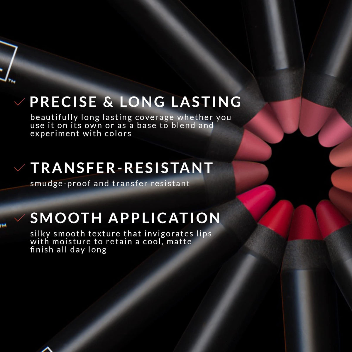 K7L fuchsia matte crayon, long-lasting wear with smudge-proof performance.