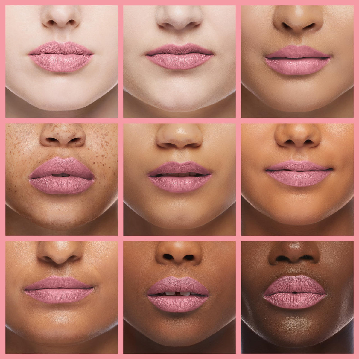 K7L Light Pink Lip Crayon swatches on lips with rich color payoff