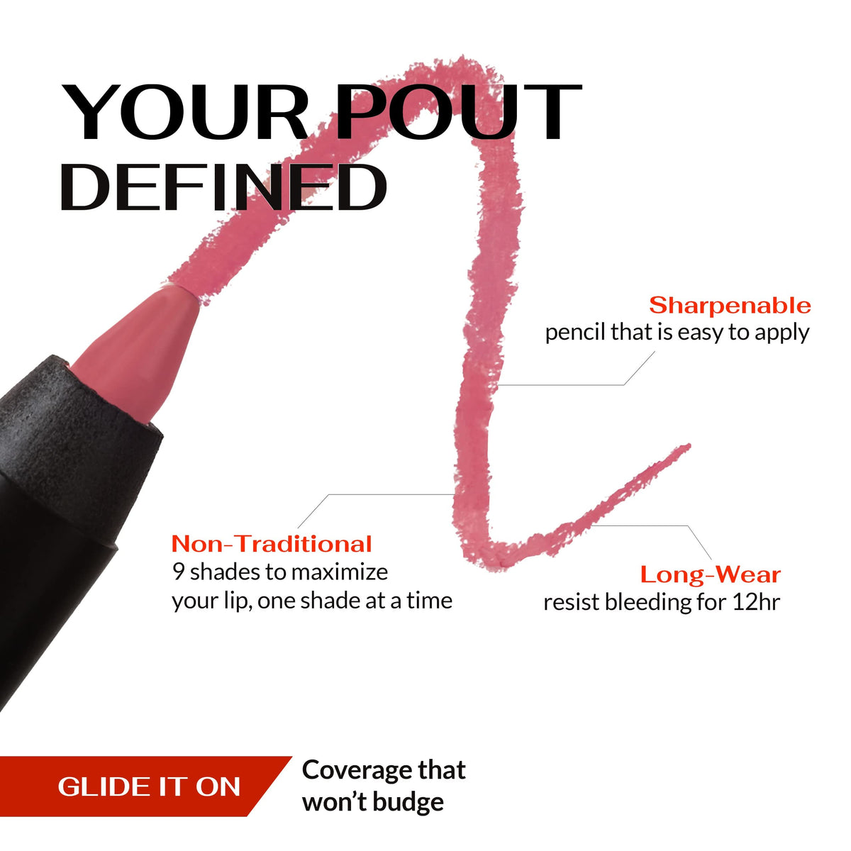 K7L Light Pink Lip Crayon tip application showing smooth glide for outlining