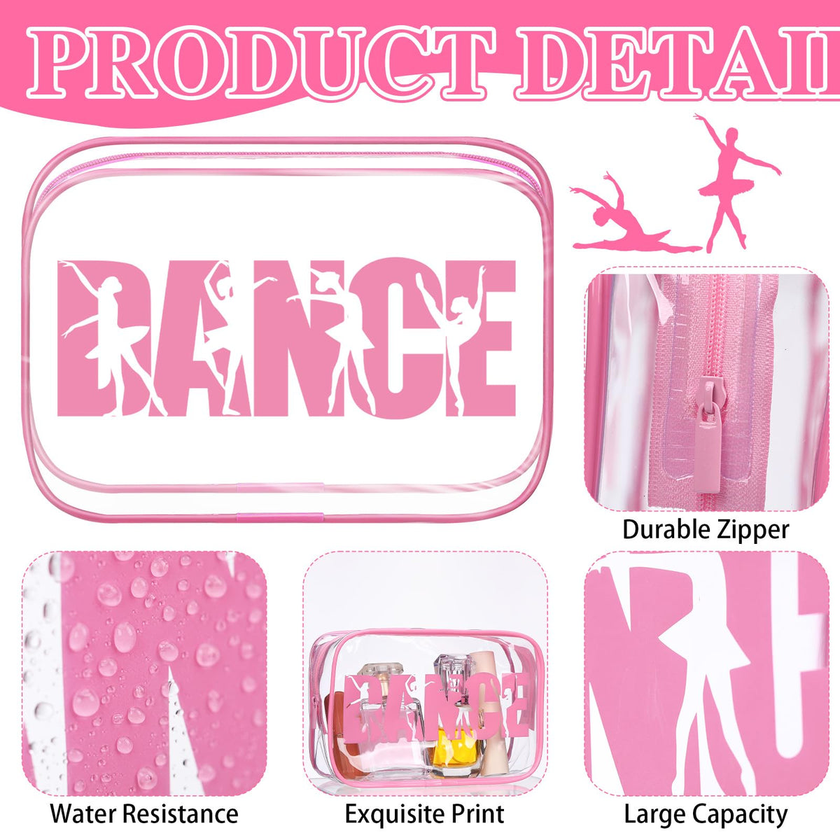 Kacctyen 12-pack dance makeup bags for organized travel and practice