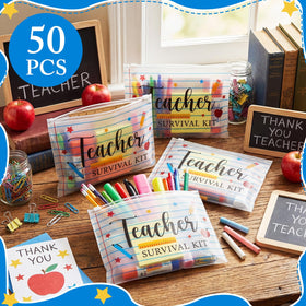 Kacctyen 50-pack teacher survival bags ready for gifting.