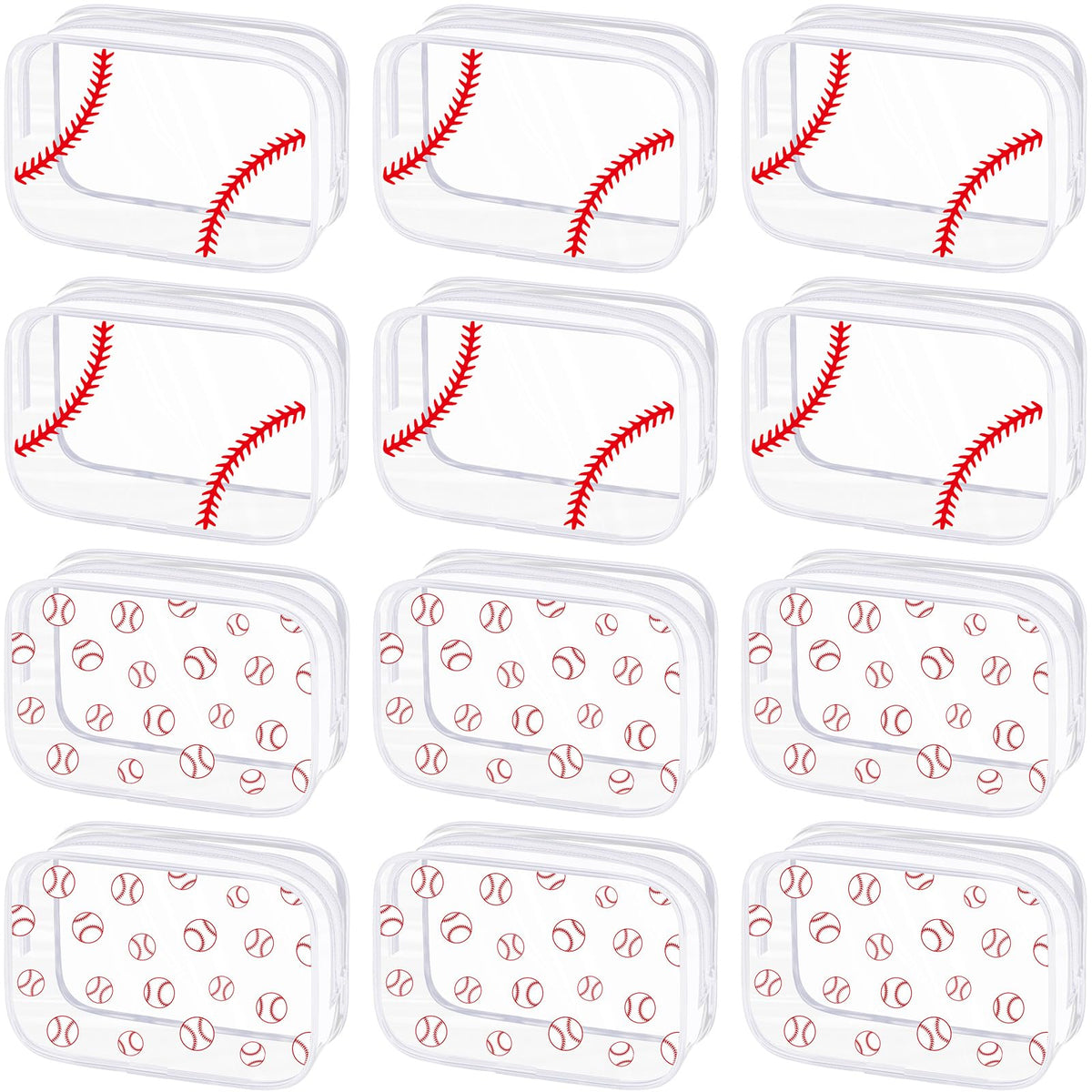 Kacctyen baseball clear makeup bag with zipper for secure cosmetics on the go.