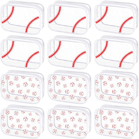 Kacctyen baseball clear makeup bag with zipper for secure cosmetics on the go.