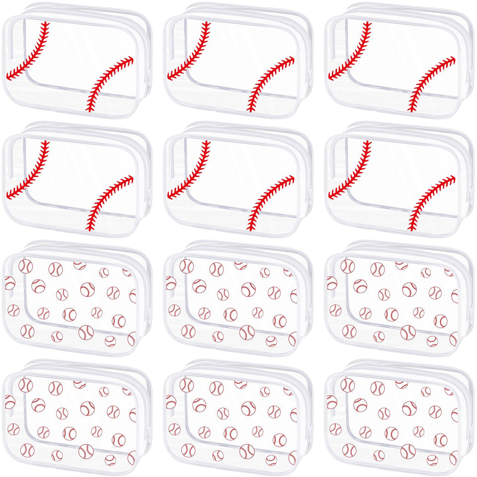 Kacctyen baseball clear makeup bag with zipper for secure cosmetics on the go.