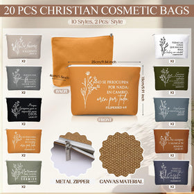 Kacctyen canvas makeup bag measures 25 by 15 by 4 cm and cleans easily.