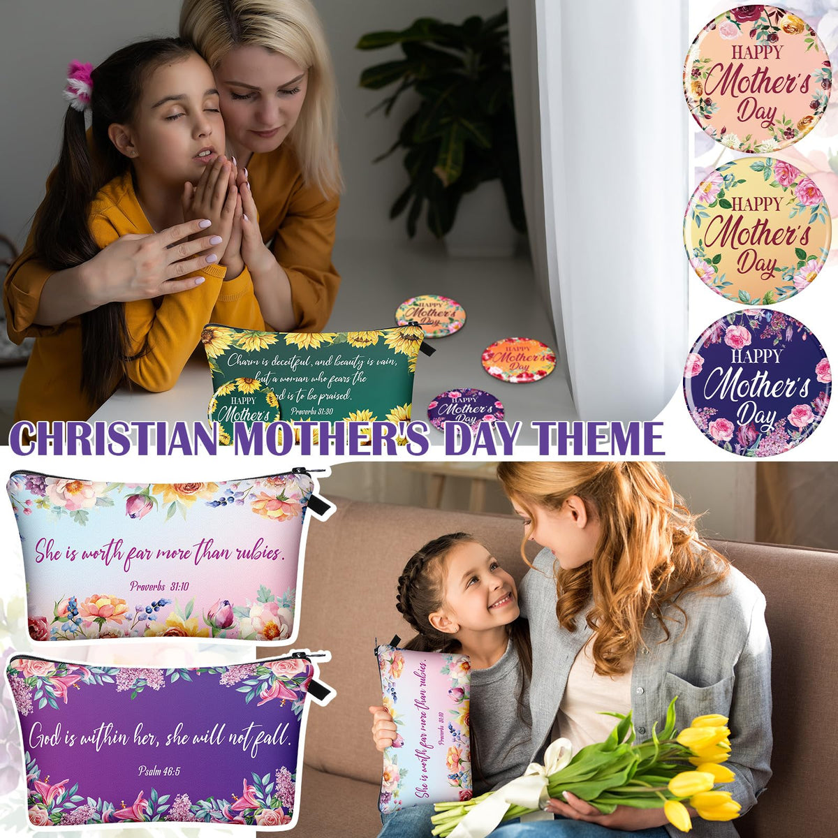 Kacctyen cosmetic bag print detail with clear Bible verses