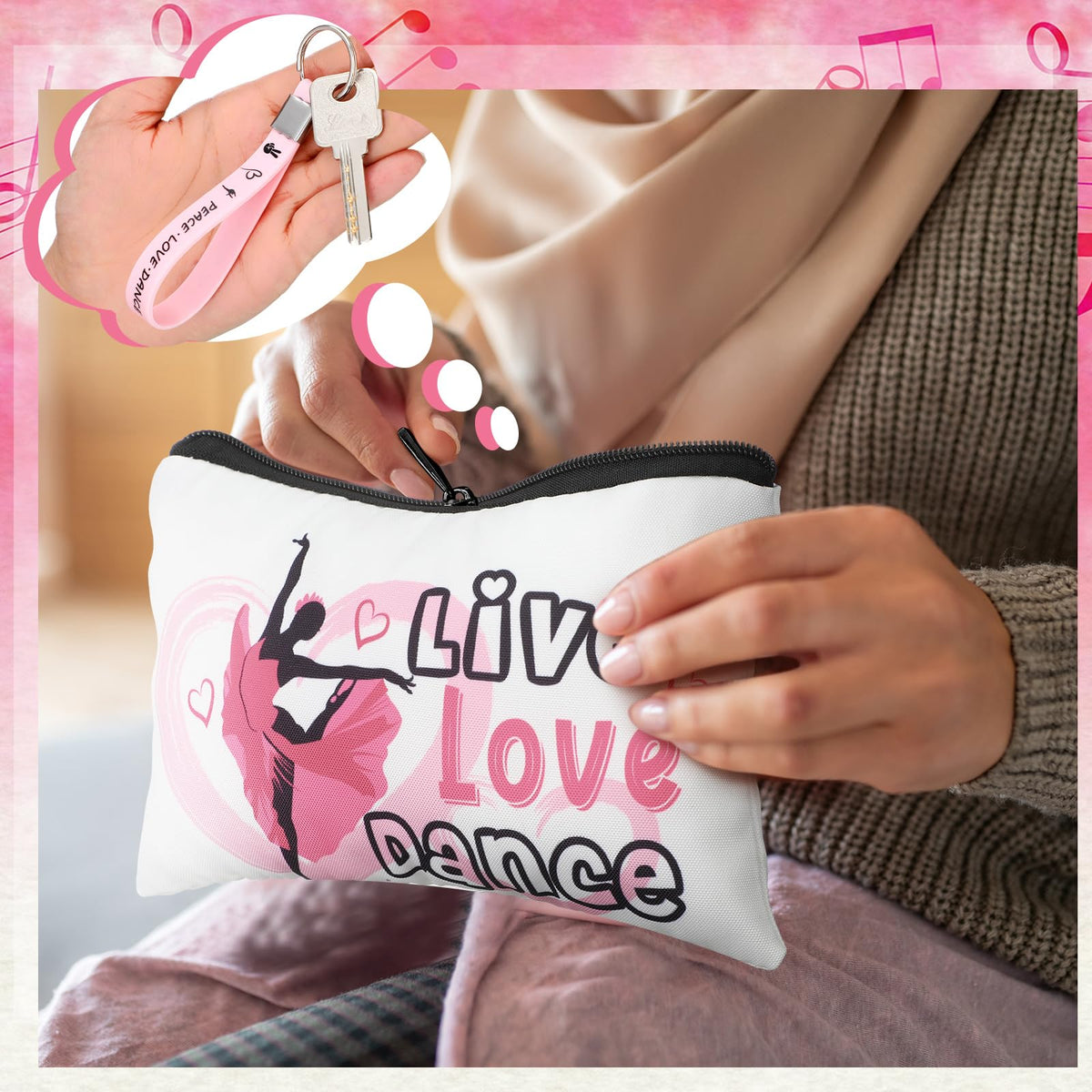 Kacctyen white dance makeup bag ideal for organization on the go.