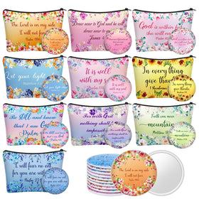 Kacctyen floral Bible verse makeup bag for daily cosmetics and organization.