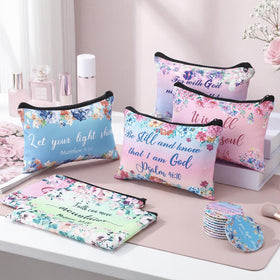 Kacctyen floral Bible verse makeup bag in bold colors for easy access.