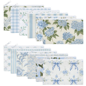Kacctyen hydrangea bow makeup bag with blue floral design, ideal for travel cosmetics.