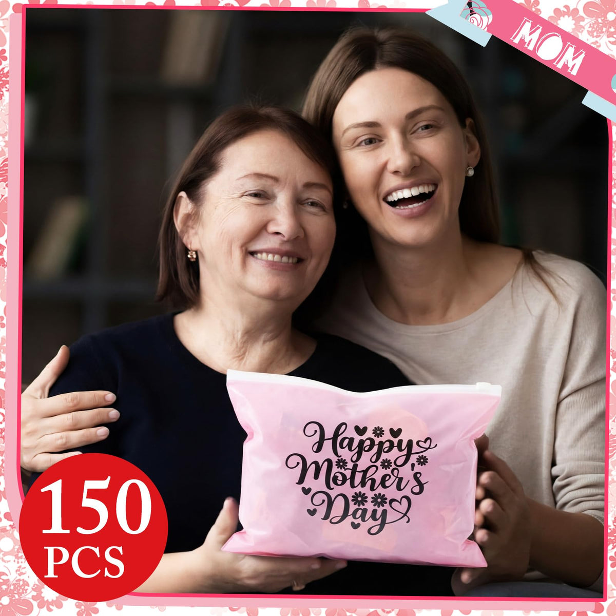 Kacctyen Mother's Day party favors display pink bags for guests
