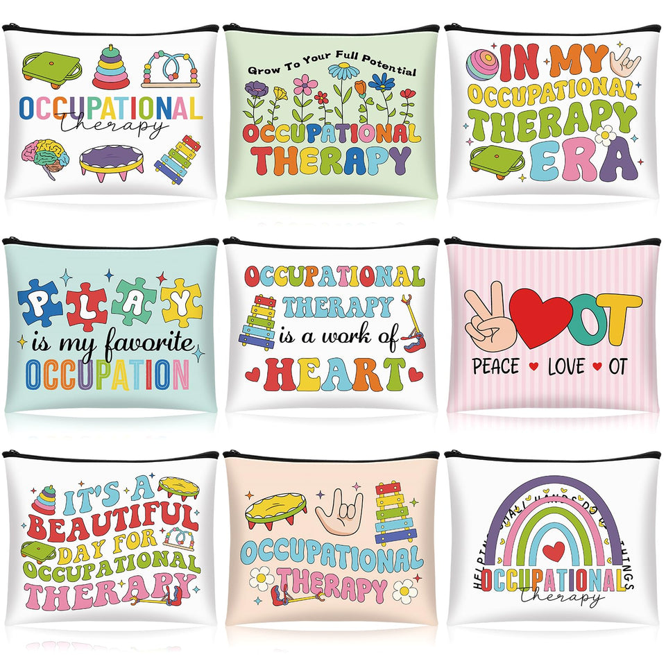 Kacctyen occupational therapy bag set in colorful canvas for travel and organization.