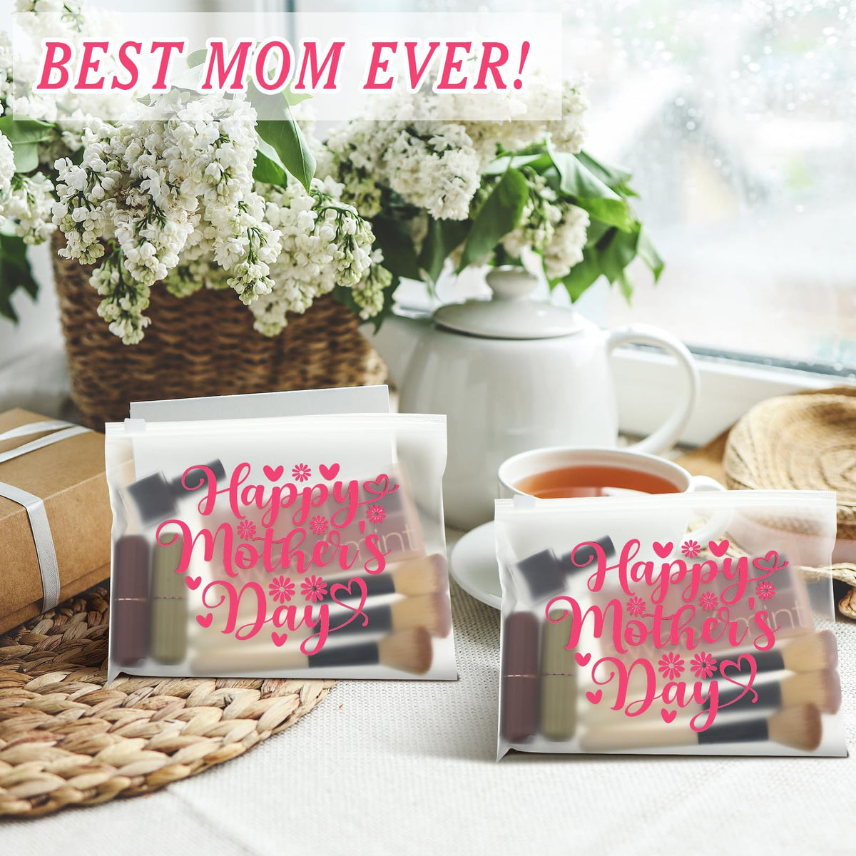 Kacctyen party-favor gift bags for Mother's Day celebrations.