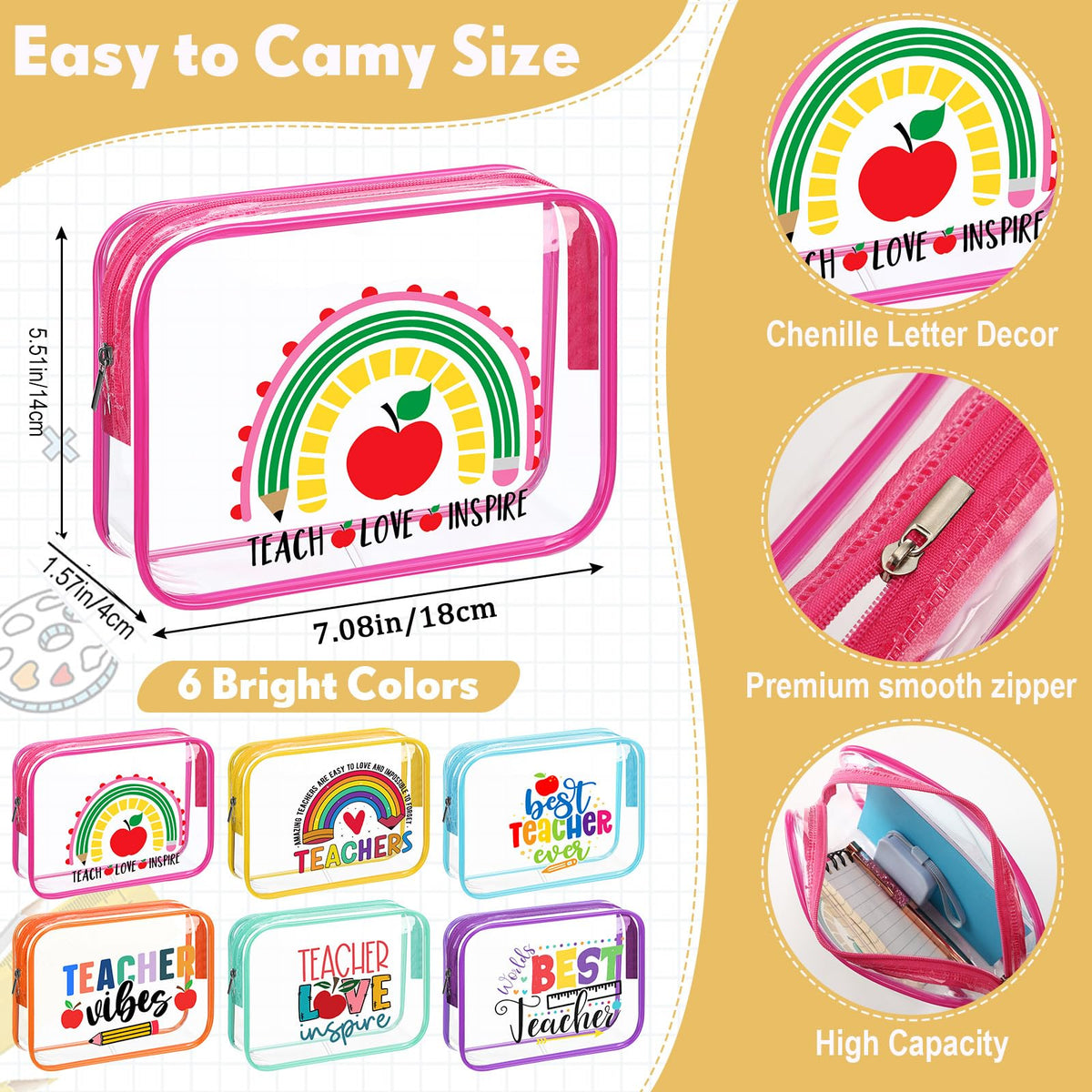Kacctyen patterned teacher gift bags add color while offering practical storage.