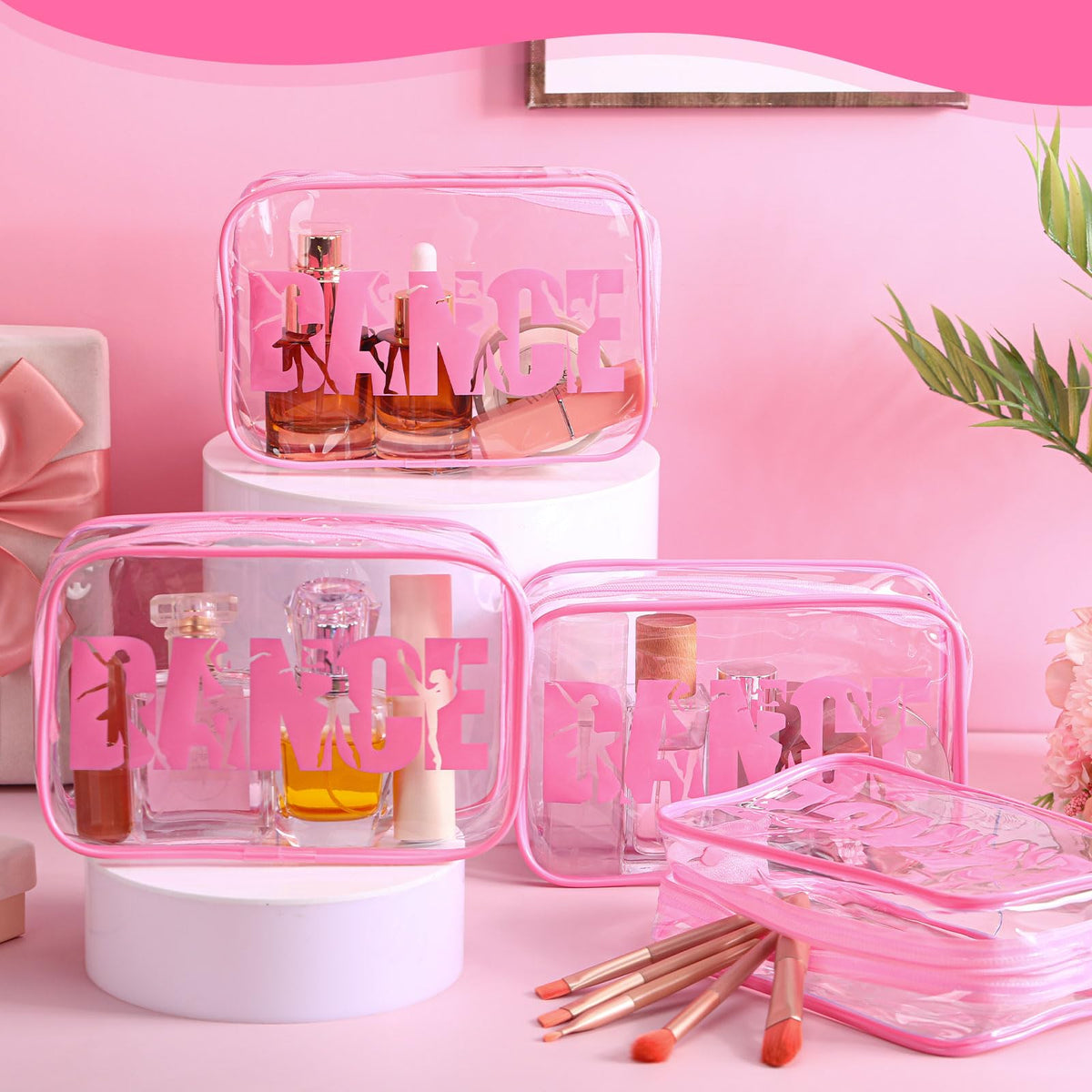 Kacctyen pink ballet-themed dance bag designed for compact storage