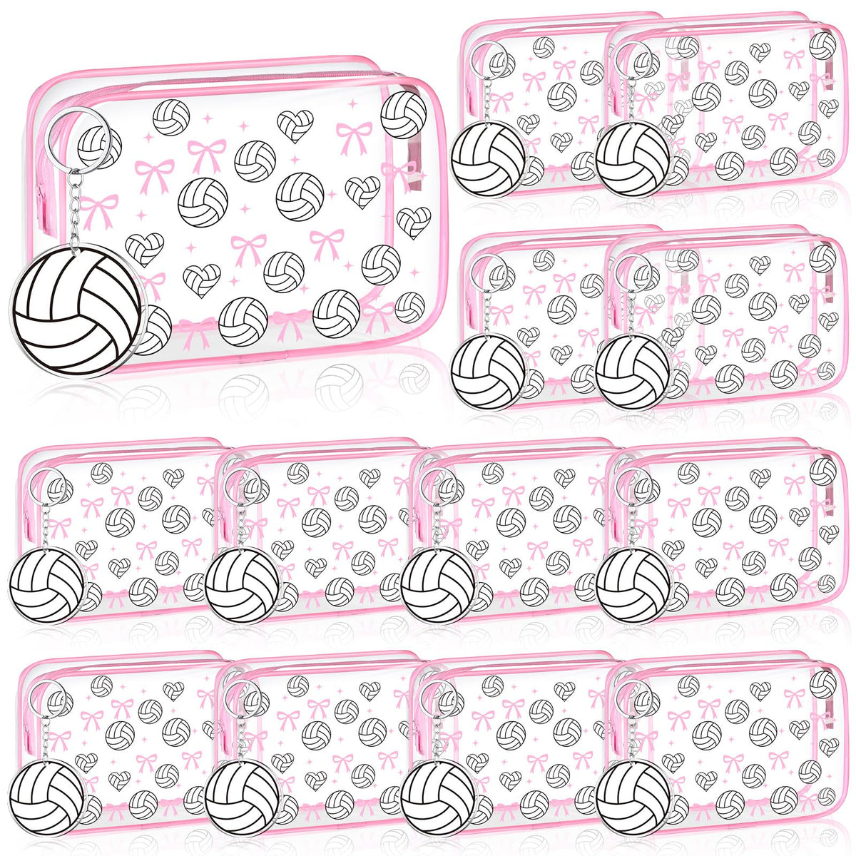 Kacctyen pink volleyball makeup bag with sport motif for easy team organization