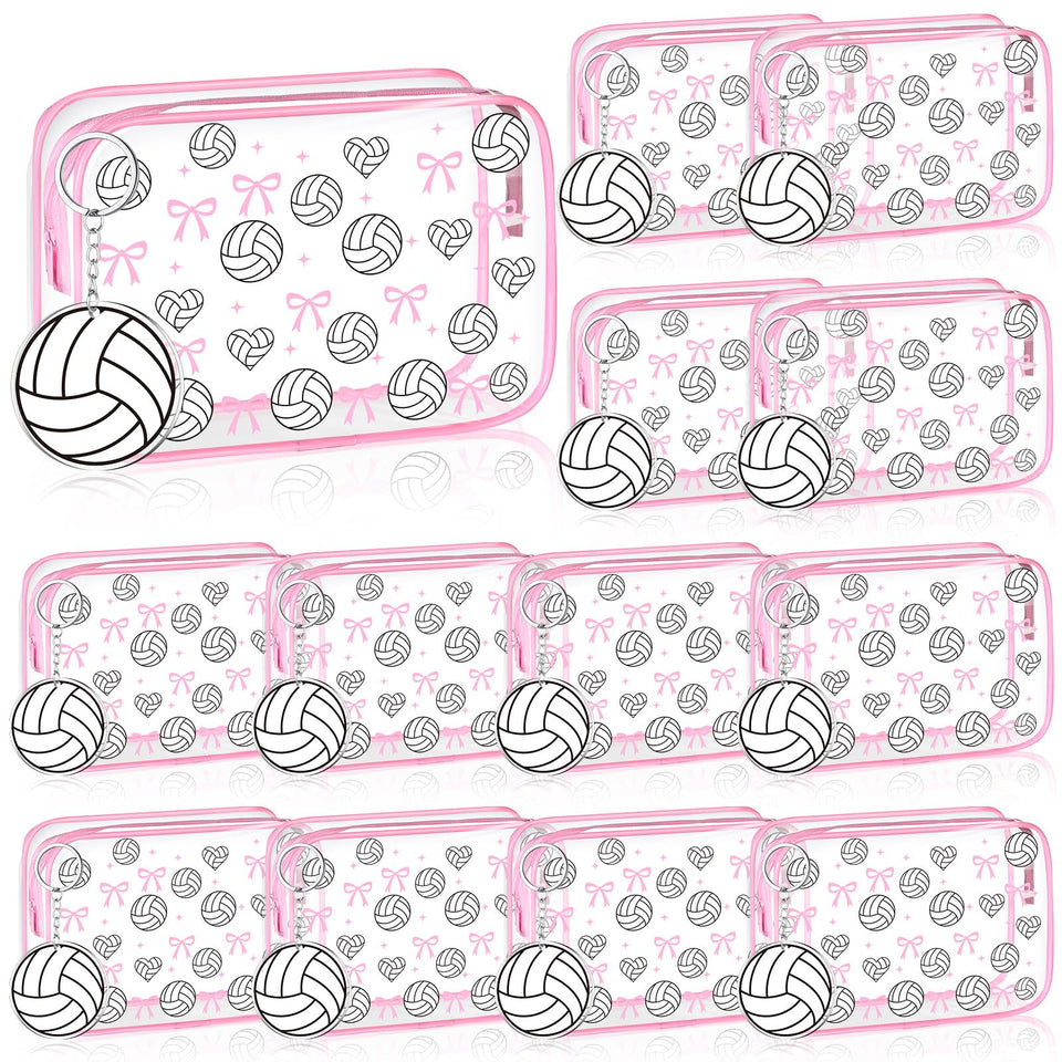 Kacctyen pink volleyball makeup bag with sport motif for easy team organization
