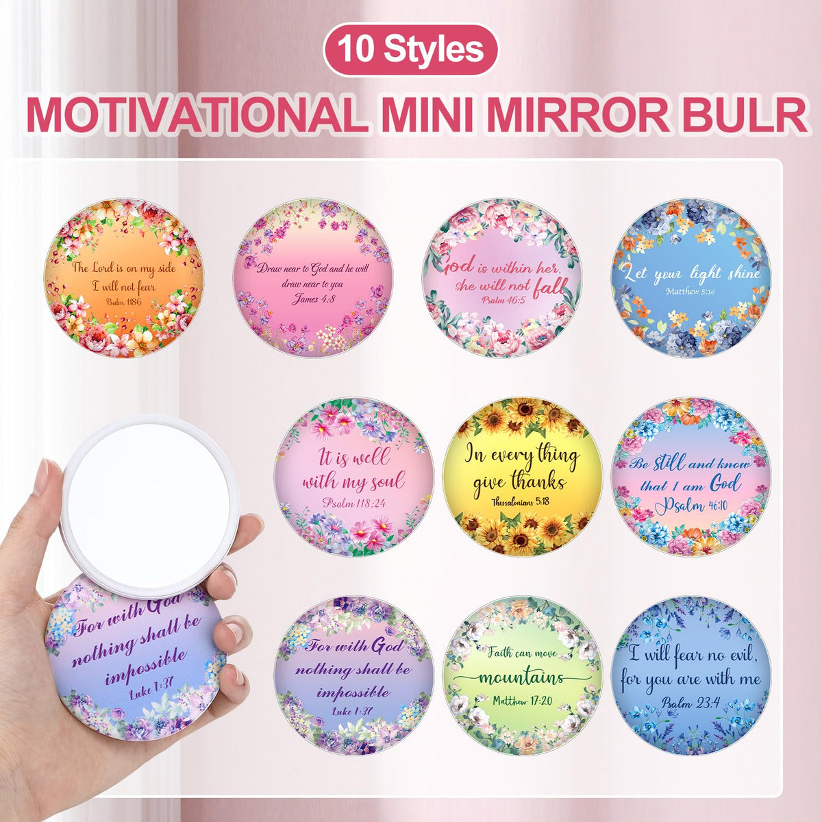 Kacctyen pocket compact mirror with floral design for on-the-go reflection.
