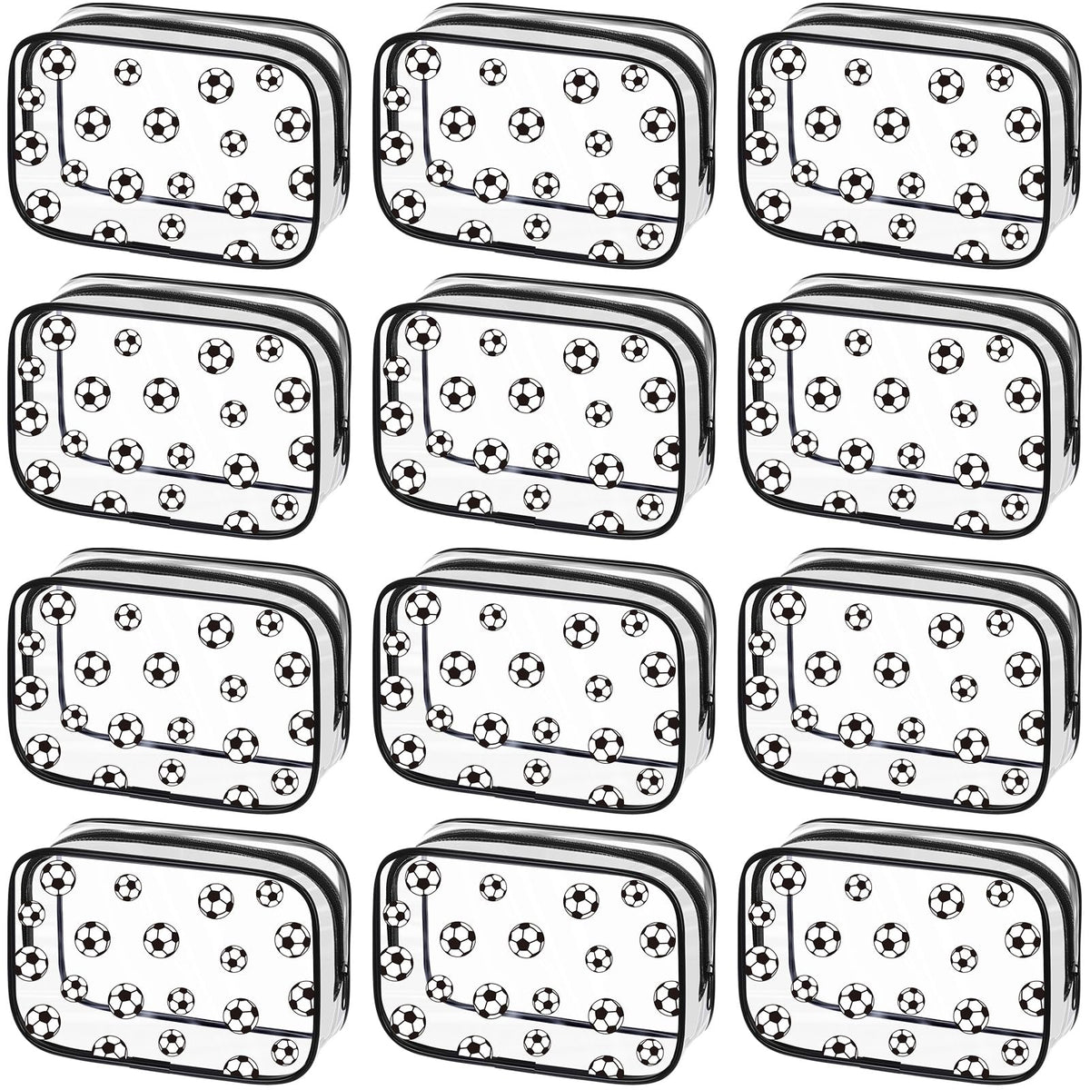 Kacctyen soccer clear makeup bag front view for quick, visible packing on the go