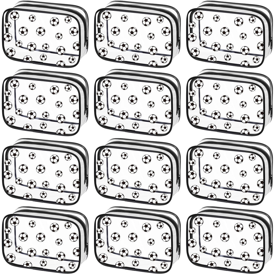 Kacctyen soccer clear makeup bag front view for quick, visible packing on the go